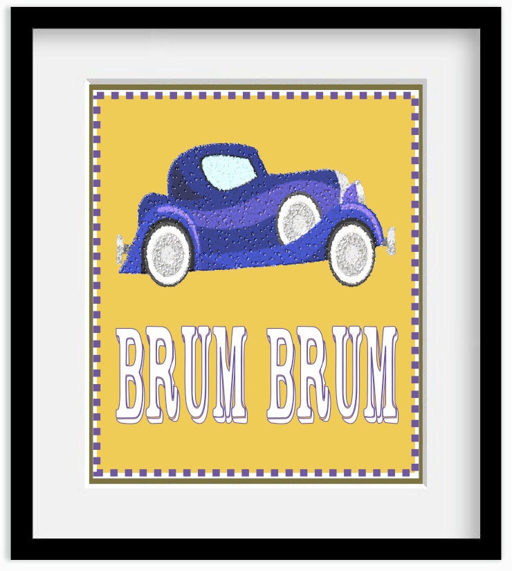 3 PRINTS. Modern Nursery Wall Decor. Boys Set of Vintage Car Giclee Prints. 11x14"