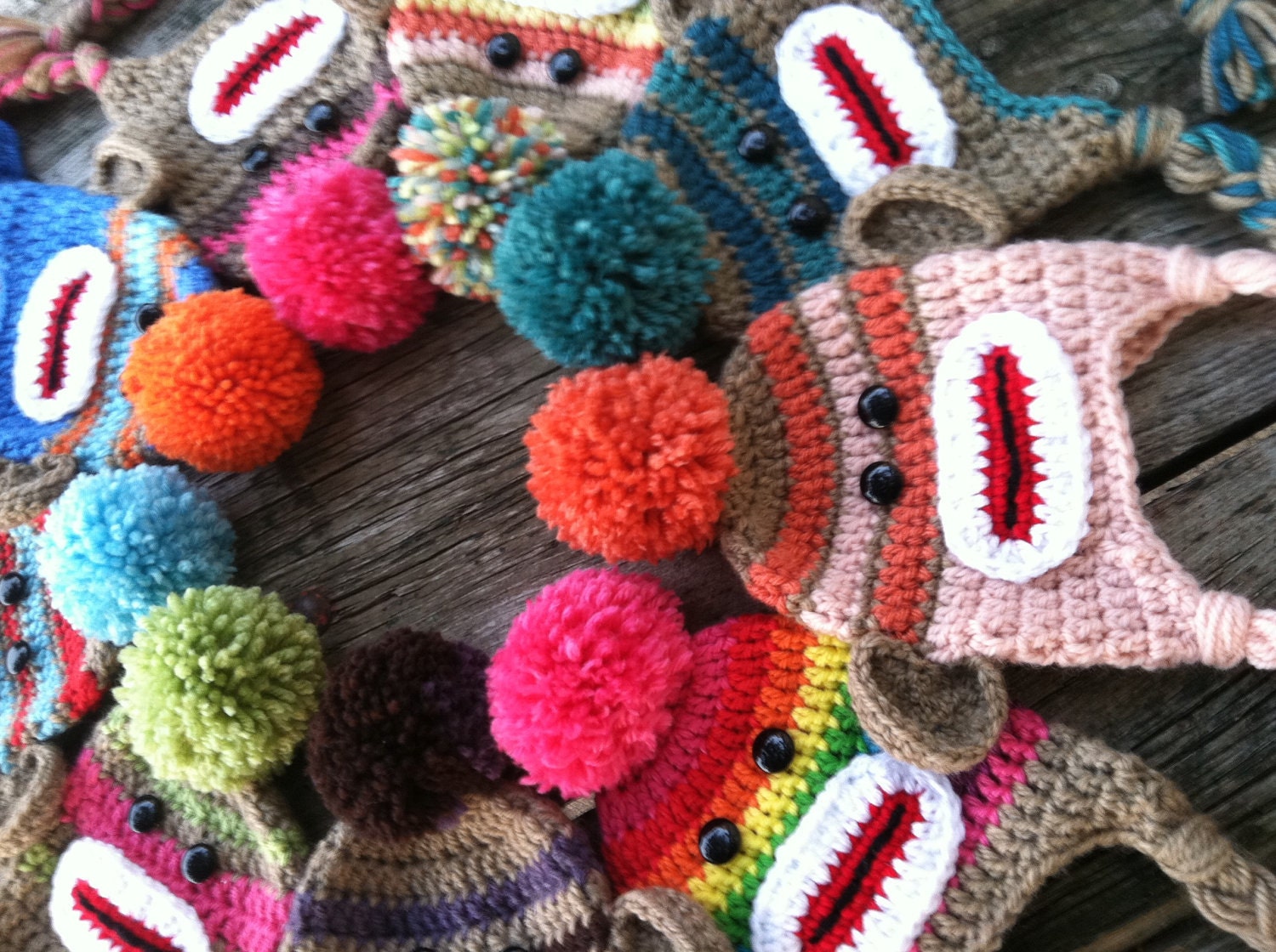 Baby Sock Monkey Hat in Peach and Pink