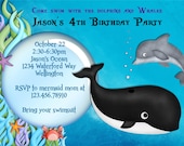 Whale and Dolphin Birthday Party Invitation Printable Il_170x135