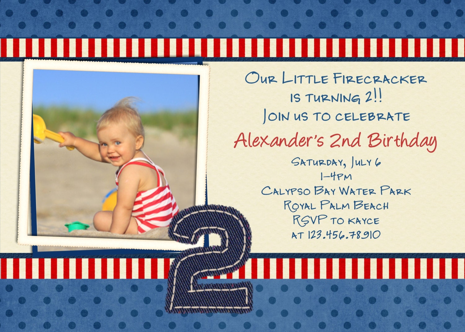 Red White and Blue July 4th Birthday Invitation Printable and Custom Il_170x135