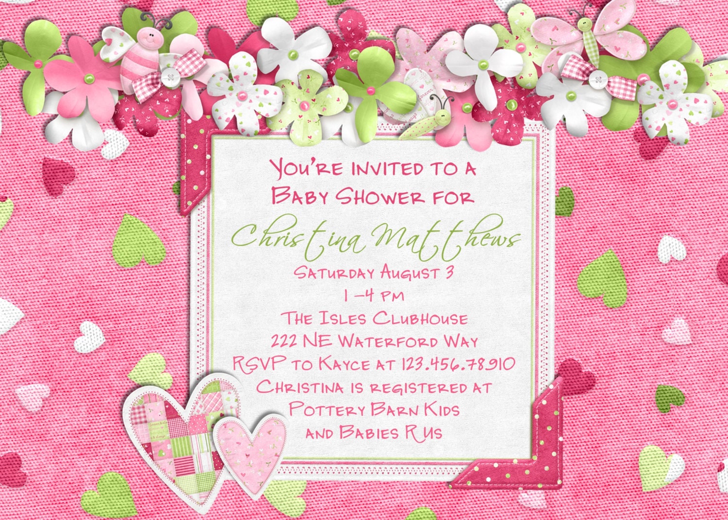 Valentines Baby Shower Invitation - Butterflies and Hearts - You Print ...