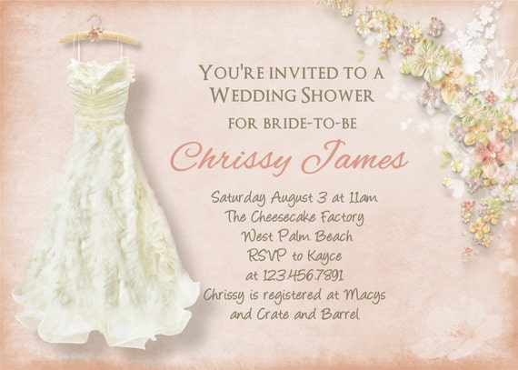 Wedding Dress Bridal Shower Invitation Printable and Custom Il_570xn