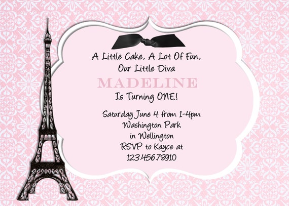 Items Similar To Paris Eiffel Tower Birthday Invitation Sweet 16 Damask Pink Printable Invite On 2537