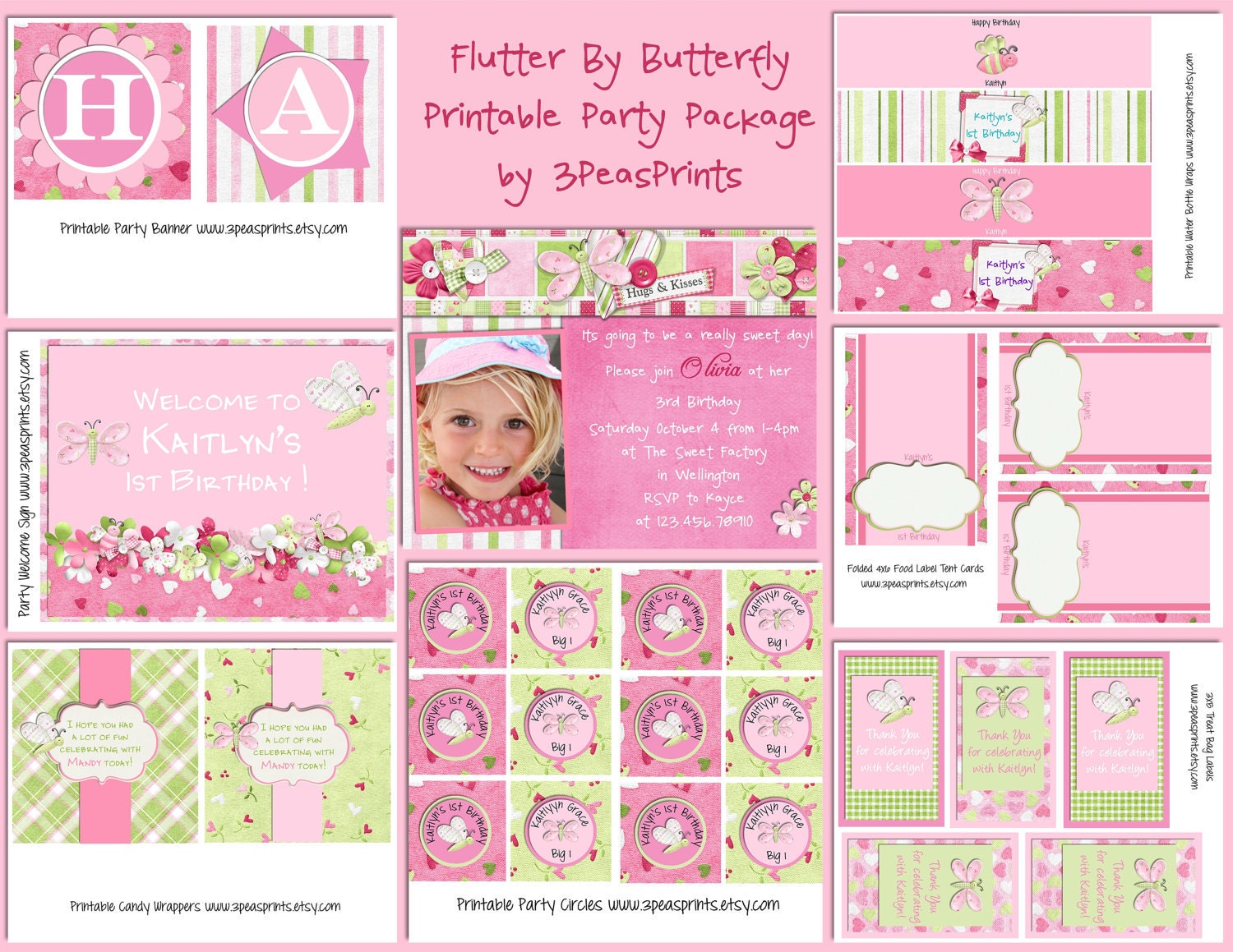 Butterfly Birthday Baby Shower Party Printable Package Custom Personalised Design Il_570xn