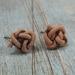 DOUBLE KNOTTED tan leather knot stud earrings by Crazy Daisy Rocks