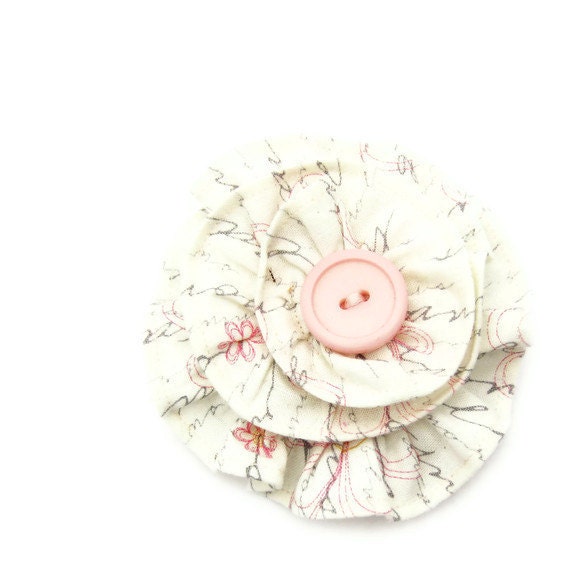Girls Hair Clip, Bow, Fabric Flower accessory, neutral, nude, baby, toddler, boho, nature inspired, flower girl hair clip