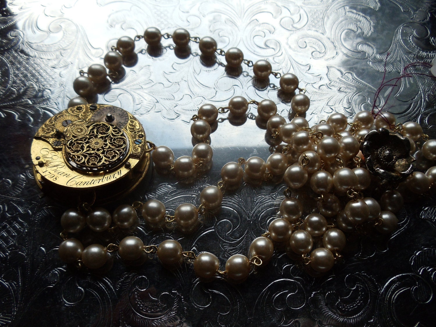 The Grand Dame, Genuine 18th Century Watch with Glass Pearls
