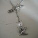 The Hunger Games - Katniss Mockingjay Pin Silver Archery Necklace with Peeta's Pearl - Lariat