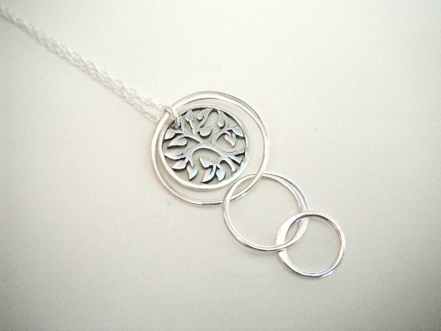 Sterling Silver Tree through Triple Circle Pendant(Everyday Jewelry)