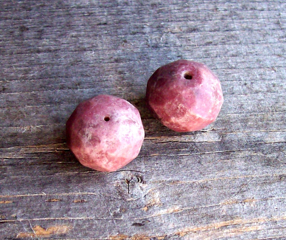 Large Rhodonite Faceted Rondelles- 10x15mm (2)