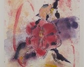 Camellia for Flora - Monotype Painting - Pink Camellia