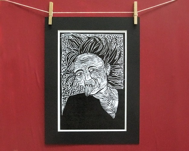 Crone Self - original lino print