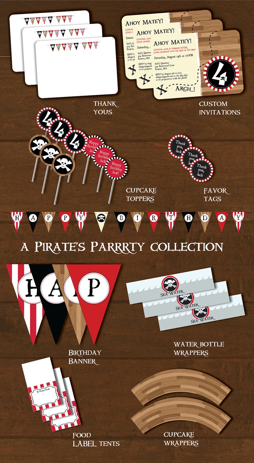 Pirate Party Birthday Invitation Printable Kid's Party