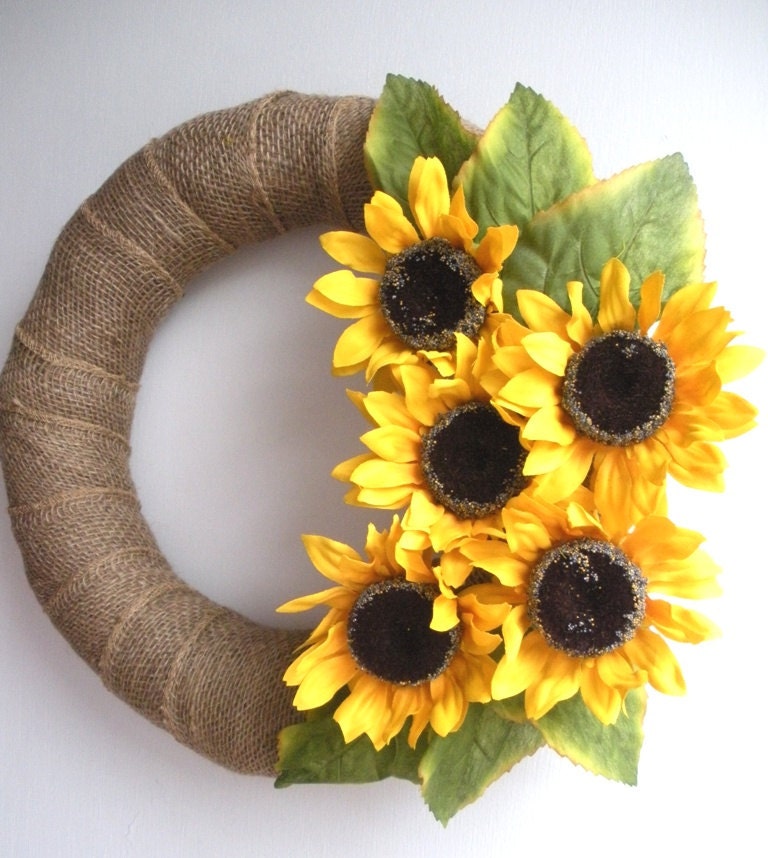 Sunflower Burlap Wreath for Spring