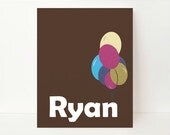 Balloons Art Print, Children's Room Decor, Nursery Wall Art,  8x10, Balloons Nameart