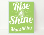 Light green, Sky blue Boy's Room Art, Modern Children's Art Print 8x10, Rise & Shine, Rise 'n' Shine