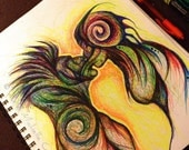 Alien Love - 9 x12 Original art (unframed in a 11x14 matt)