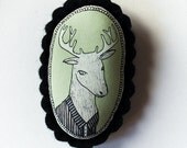 Reindeer- color handcrafted and illustrated brooch felt