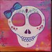 Sugar Skull Art. Whimsical Dia De Los Muertos Painting. Original Oil on Canvas work from Allie Kelley.