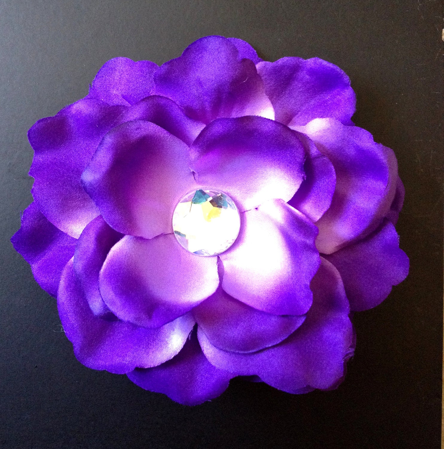 Purple Crystal Rose Pinup Rockabilly Hair Flower