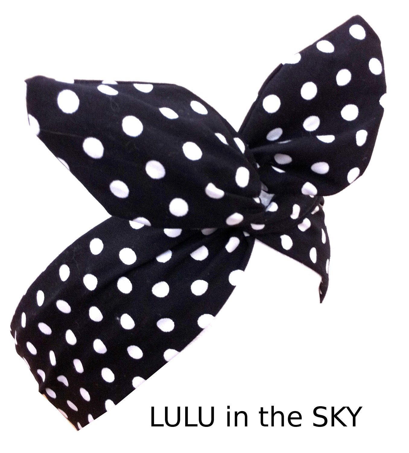 Black & White Polka Dot wire ROCKABILLY Pin Up Headband Hair Wrap