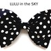 Rockabilly Pin Up Black & White Polka Dot large Hair Bow on clip