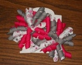 Hair Bow Set - Pink and Gray Stars