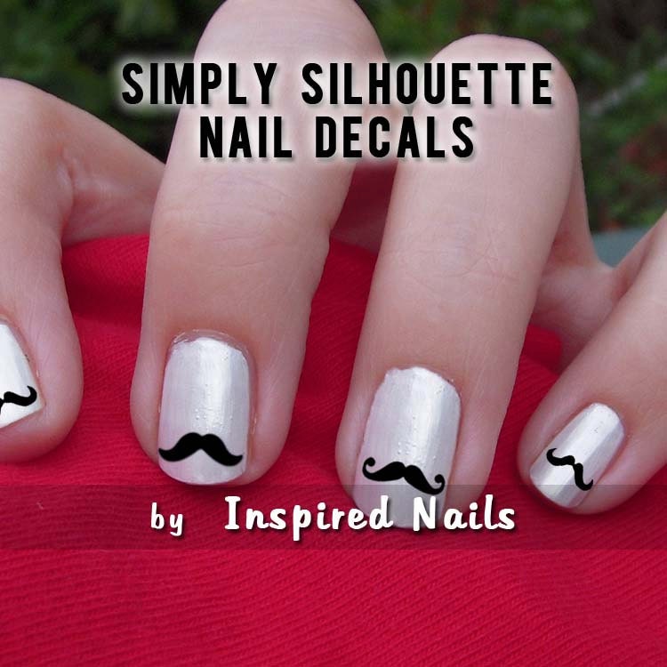 Mustache Nail Decals Black and Clear Simply Silhouette by Inspired Nails
