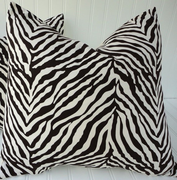 Items similar to Brown Zebra Pillow - 18 x 18 inch OR 16 x 16 inch Throw Pillow - Brown Zebra ...