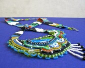 FUNKY CHOKER bead embroidered fused glass cabochon peyote statement necklace