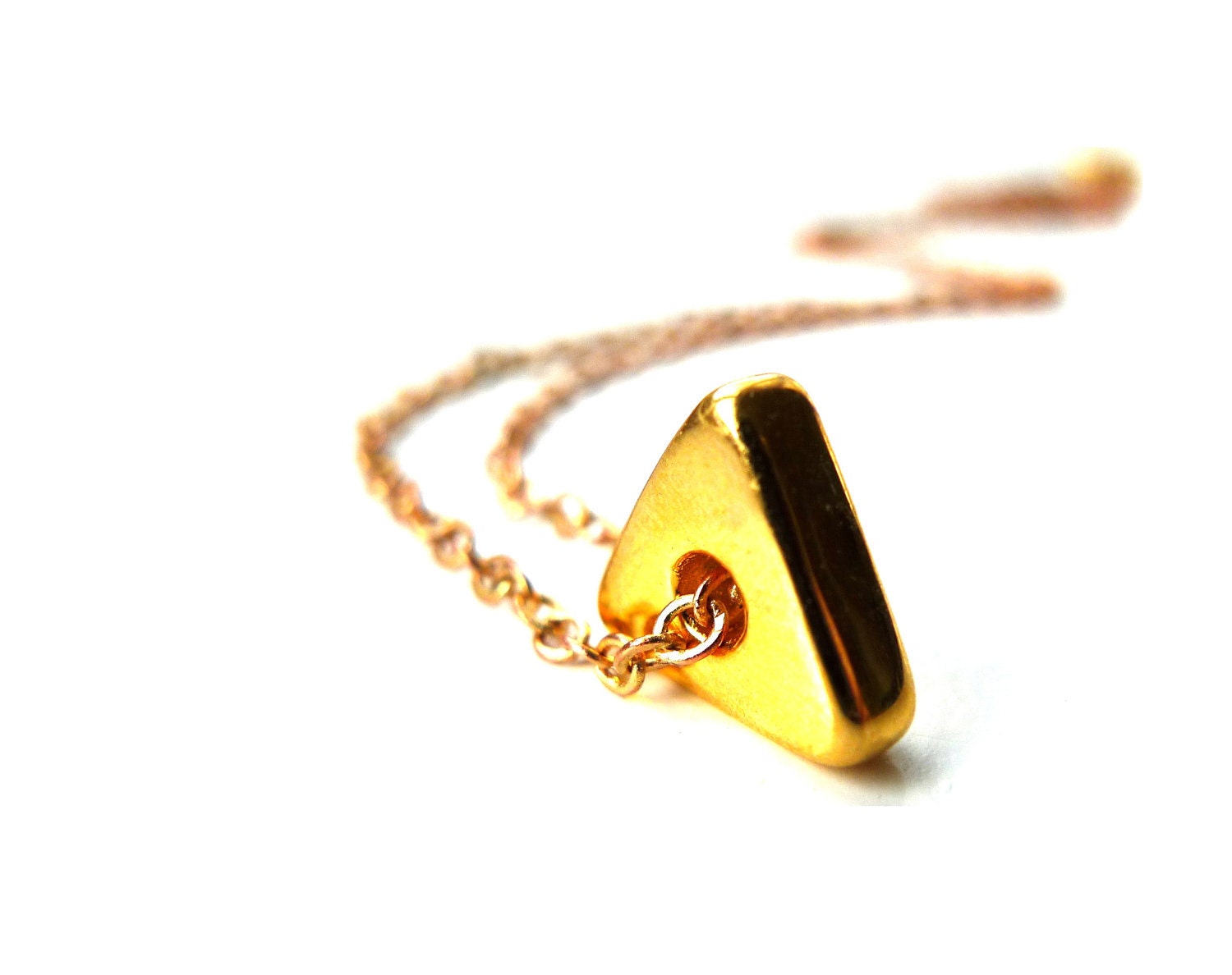 Gold Triangle Necklace - Ceramic Pendant, Timeless Design