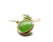 Spring Green Earrings - Bright Chartreuse Jewelry, Opal Glass