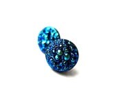 Blue Post Earrings - Dark Blue Studs, Vintage Sugar Stones