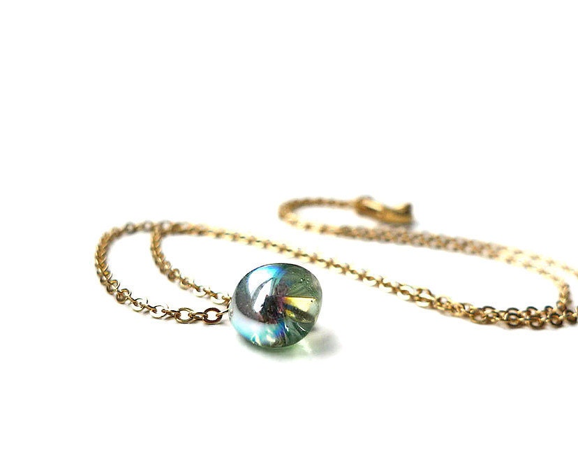 Unicorn Tear Necklace - Handmade Lampwork Jewelry, Sea Green