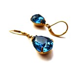 Blue Earrings - Vintage Crystal Jewelry, Pear Shaped