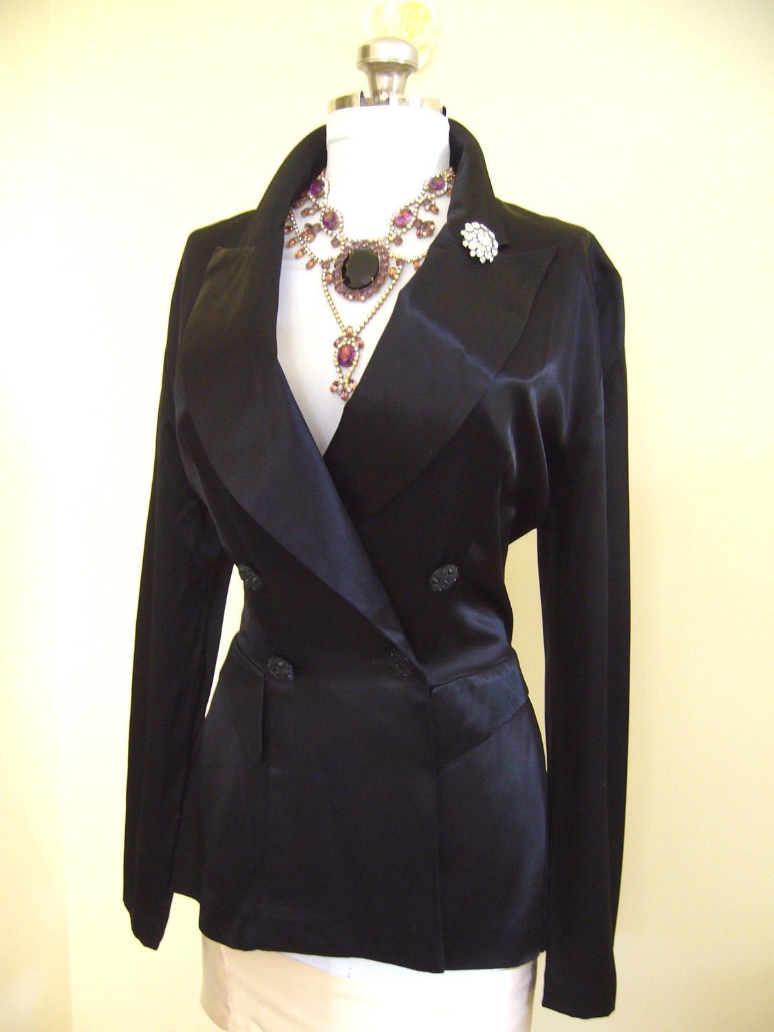 HOT Daring COUTURE David Howard Climax Backless Plunge Coat Jacket - High End Designer Bombshell Pinup Sex Kitten Cocktail Hollywood Glamour