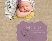 Custom Photo LUXE Die Cut Birth Announcement Template "MILO"