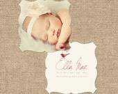 Custom Photo LUXE Die Cut Birth Announcement Template "ELLA"