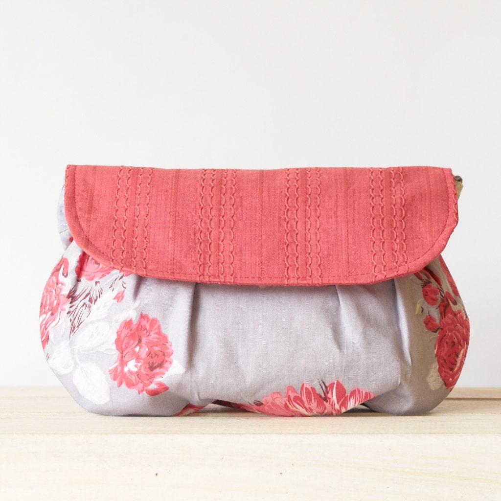 Small Floral Bag Clutch Cross Body Bag Pink Flowers