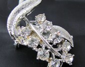 Vintage Silver brooch of Brilliant Crystal Branch with dazzling sparkle Wedding Fashion