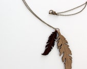 Long Leather Feather Necklace 30"