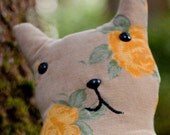 Siuslaw - Sweet Corduroy  Whimsy Stuffed Cat With Roses