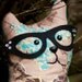Agate - Quirky Whimsy Stuffed Cat With Cat Eye Glasses Made From Vintage Barkcloth - A Decorative Pillow