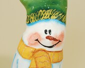 Cypress Knee Wood Snowman Winter Decoration