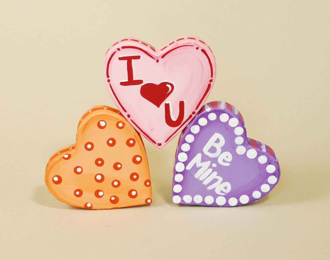 Conversation Hearts Wood Handpainted Valentines Day Decoration