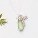 Light Green Chalcedony bezel Necklace - Chalcedony Necklace - Dragonfly Charm - Dragonfly Necklace - Sterling - Dragonfly Necklace Pendant