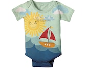 Personalized Sailboat Onesie, Nautical Baby Boy Clothing, Sunshine Birthday Shirt