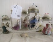 Adorable Sewing Kit in a Vintage Jar - Gift - Sewing Supplies - House Warming - Vintage Sewing Supplies