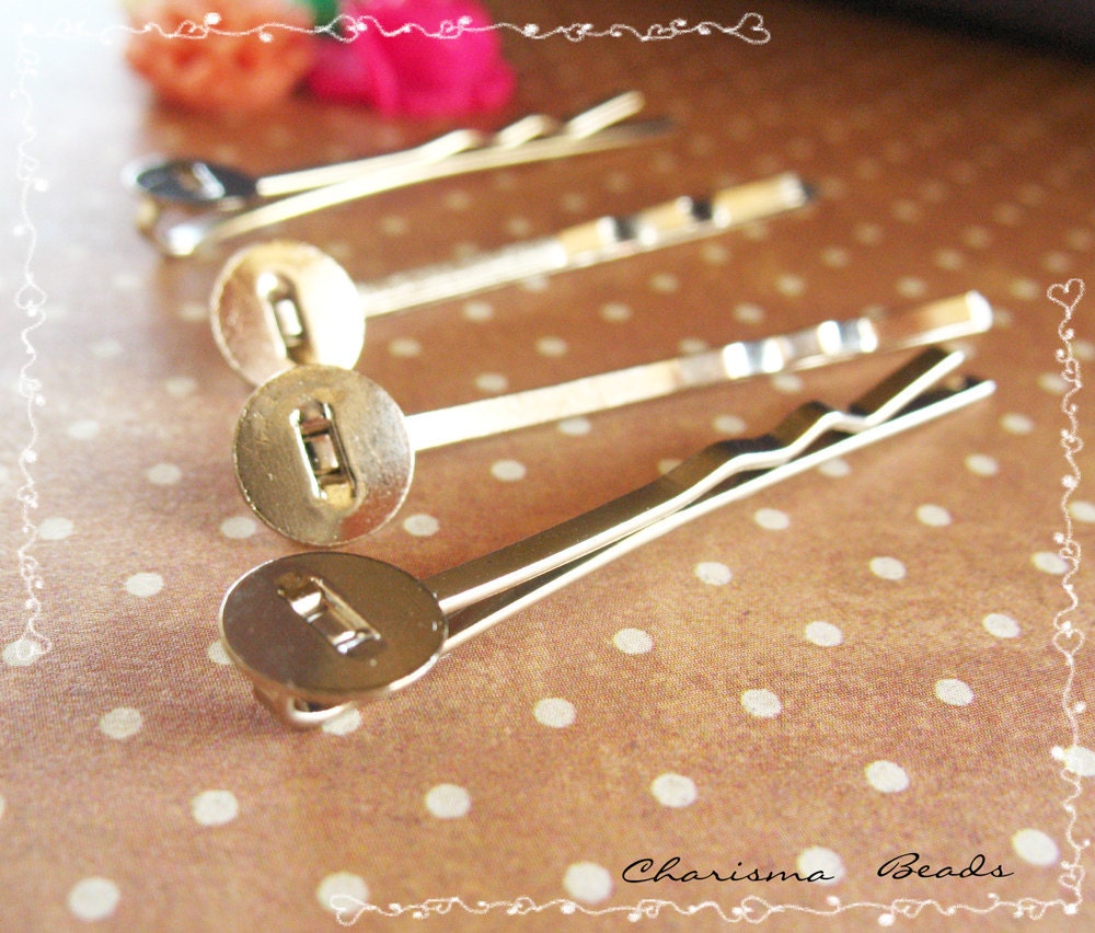 48 Iron Hair Pin - Barrette, 45x6mm ,Silver Gray