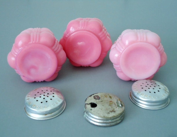 Antique Bubble Glass Shakers in Pink - Cased Consolidated Glass